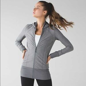 Lululemon Daily Practice Jacket Full Zip Gray Hoodie Size 6 Athleisure Yoga